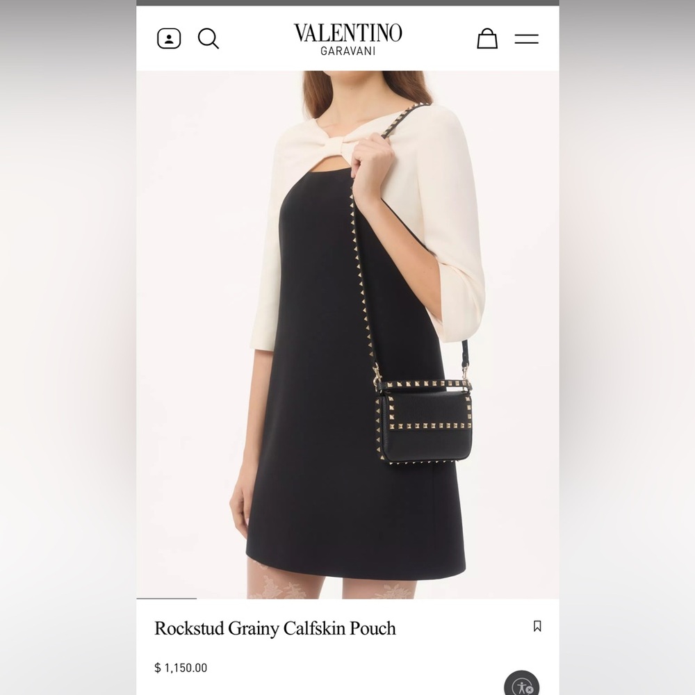 Valentino Garavani Rockstud SMOOTH Leather Calfskin Crossbody Pouch Black NWOT
